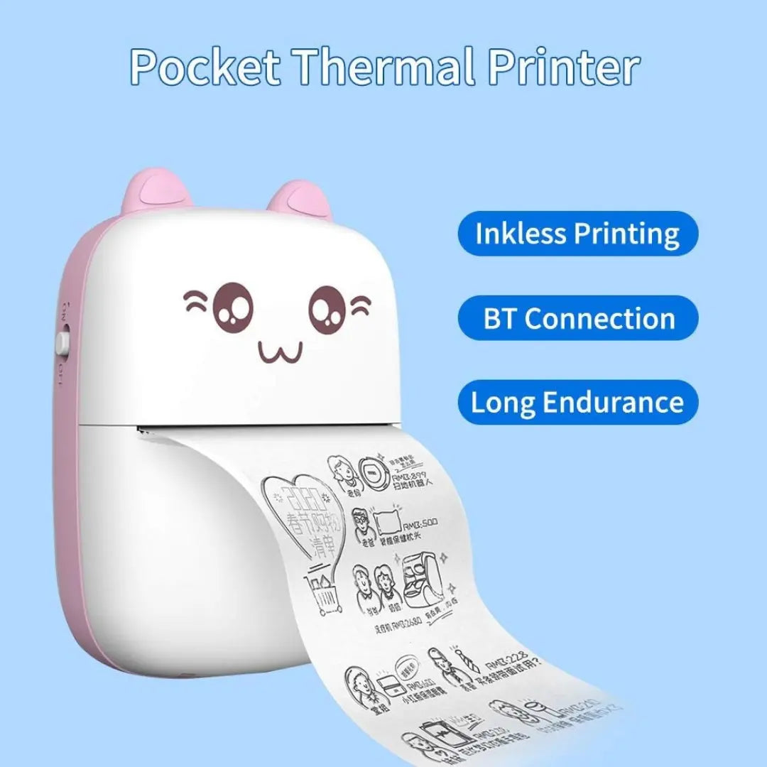 Mini Portable Bluetooth Thermal Printer – Inkless Pocket Photo & Sticker Printer